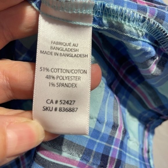 Classic Editions Womens Plaid Fitted Shirt Button Down Short Sleeve - Picture 2 of 10